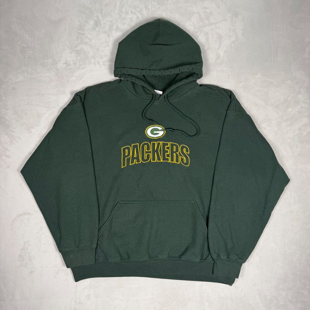 Y2K Mens Gildan Green Bay Packers Embroidered Logo Sportswear Hoodie XL